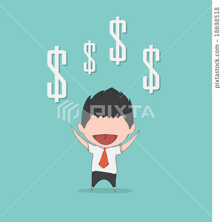 Businessman happy for silver dollar 18698518
