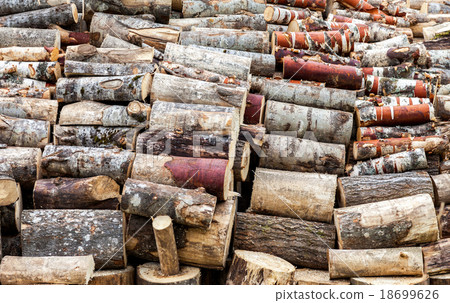 Chopped and stacked up dry firewood as background 18699626