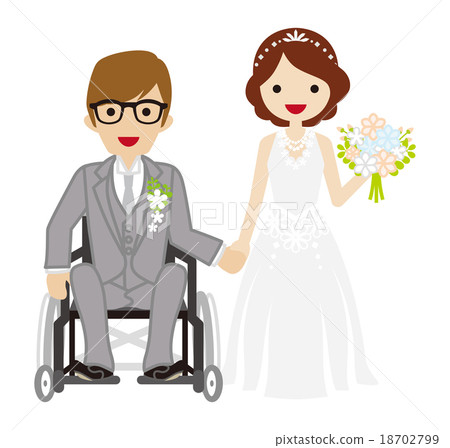 Wedding couple wheelchair bridegroom Wedding couple wheelchair bridegroom 18702799