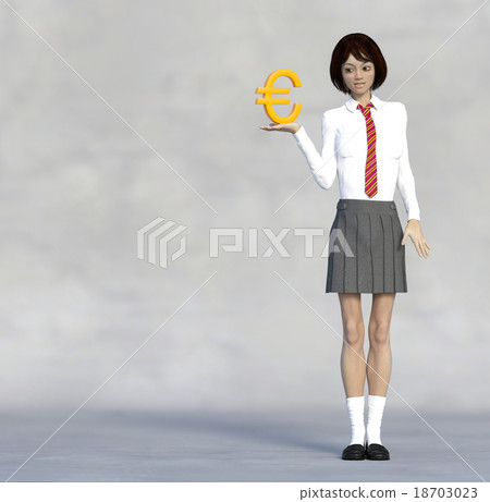 Female high school girl having a Euromark perming 3DCG illustration material 18703023