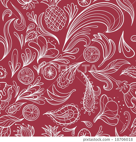 Hot Tropical Outline Vector Pattern 18706018