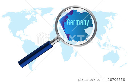 World map with germany magnified by loupe 18706558