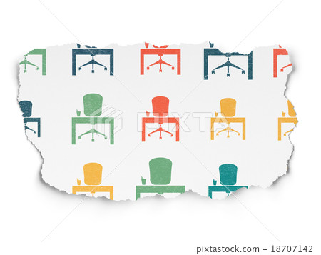 Business concept: Office icons on Torn Paper Business concept: Office icons on Torn Paper 18707142