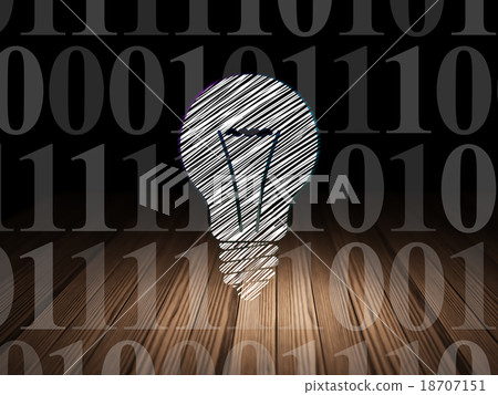 Business concept: Light Bulb in grunge dark room Business concept: Light Bulb in grunge dark room 18707151