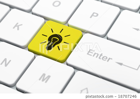 Business concept: Light Bulb on computer keyboard Business concept: Light Bulb on computer keyboard 18707246