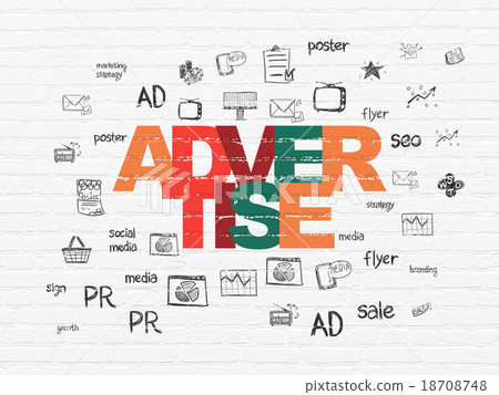 Marketing concept: Advertise on wall background - Stock Illustration ...