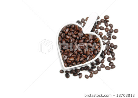 Brown Coffee beans in heart shape. Brown Coffee beans in heart shape. 18708818