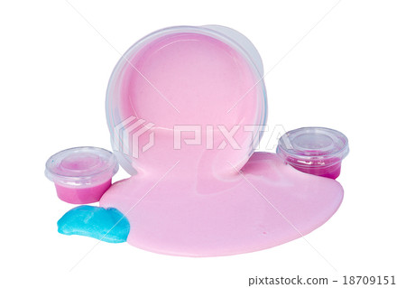 slime spill out from plastic box isolated on white  18709151