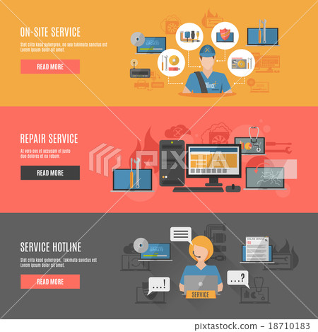 Computer repair flat interactive horizontal 18710183