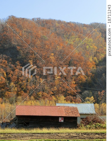 深秋的上川地區、北海道山脈和穀倉 深秋的上川地區、北海道山脈和穀倉 18711243