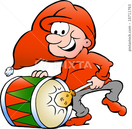 illustration of an elf playing christmas drum illustration of an elf playing christmas drum 18711763
