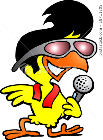 illustration of an smart chicken singing a song 18711805