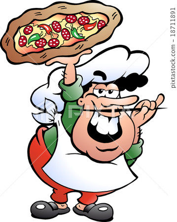 Vector illustration of an Italian Pizza Baker 18711891