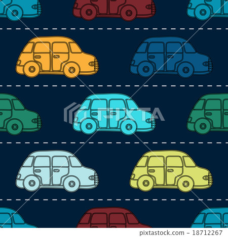 Mini retro car seamless vector pattern Mini retro car seamless vector pattern 18712267