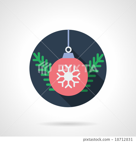 Red Xmas ball round flat vector icon - Stock Illustration [18712831 ...
