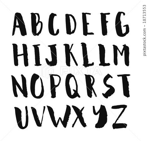 Black ink hand drawn alphabet, capital letters. - Stock Illustration ...