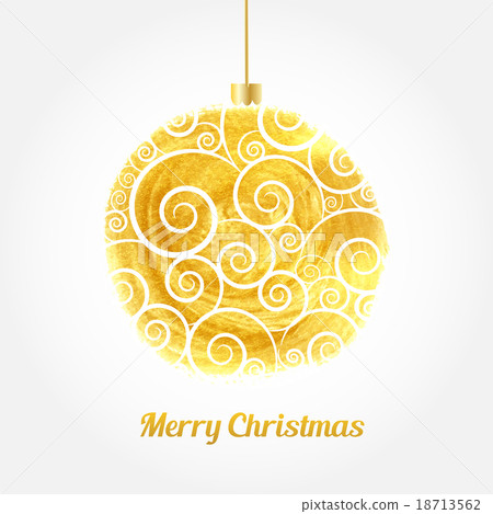 Golden watercolor painted vector Christmas ball Golden watercolor painted vector Christmas ball 18713562