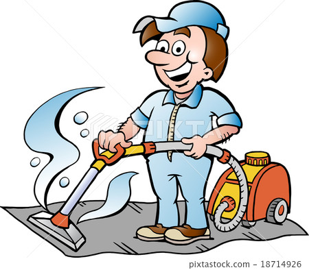 Vector illustration of a Happy Carpet Cleaner 18714926