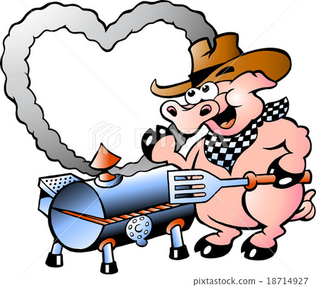 Vector illustration of an Pig making BBQ 18714927