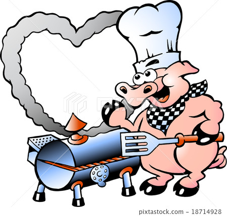 Vector illustration of an Chef Pig making BBQ 18714928