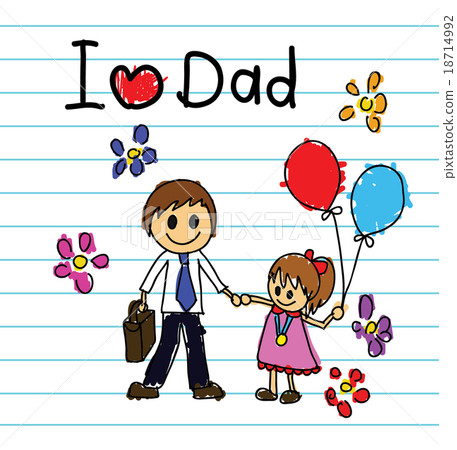 Children's drawing concept love dad. father's day Children's drawing concept love dad. father's day 18714992