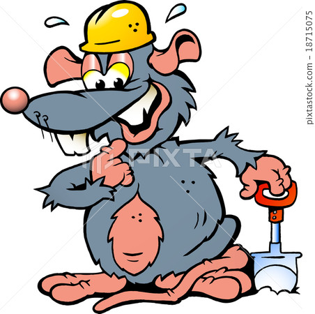 illustration of an Smiling Rat holding a Spade illustration of an Smiling Rat holding a Spade 18715075
