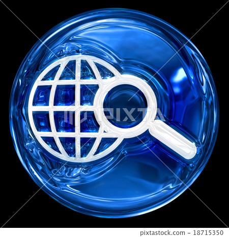 globe and magnifier icon blue - Stock Illustration [18715350] - PIXTA