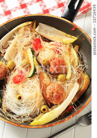 Meatballs and noodles Meatballs and noodles 18716439