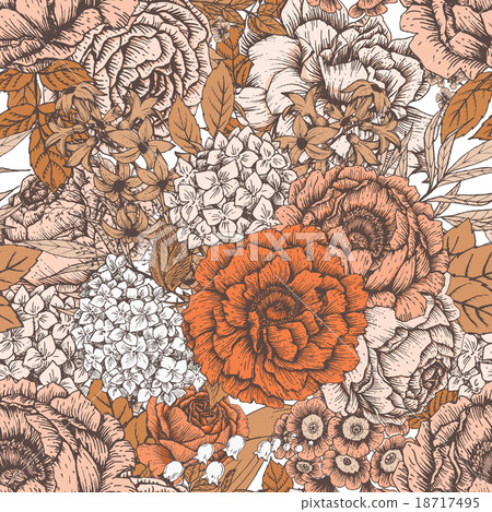 Hand drawn floral pattern Hand drawn floral pattern 18717495