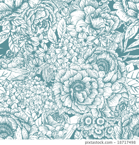 Hand drawn floral pattern Hand drawn floral pattern 18717498
