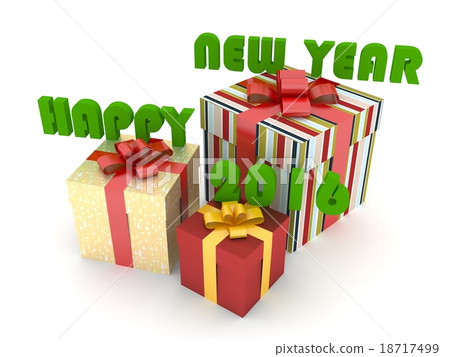 Gift boxes with 2016 Merry Christmas and Happy New 18717499