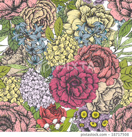 Hand drawn floral pattern Hand drawn floral pattern 18717508