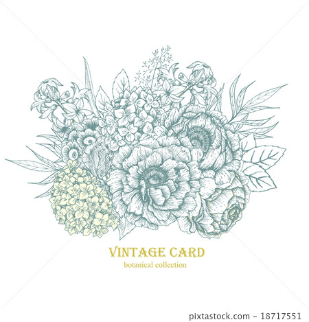 Hand-drawn floral bouquet Hand-drawn floral bouquet 18717551