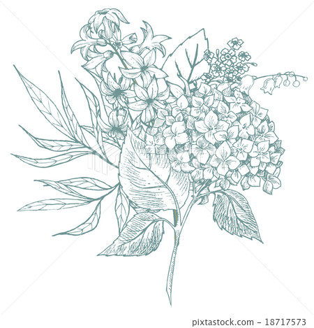 Hand-drawn floral bouquet Hand-drawn floral bouquet 18717573
