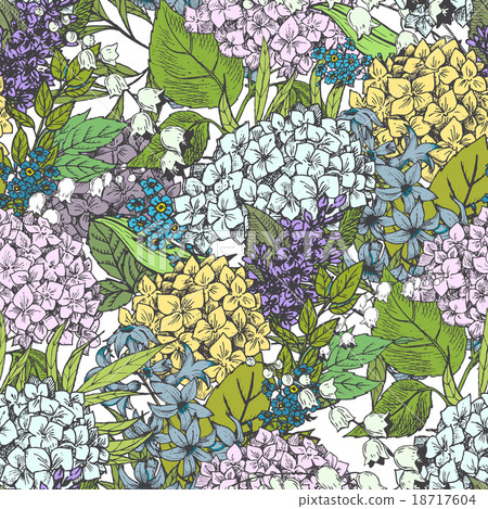 Hand drawn floral pattern Hand drawn floral pattern 18717604