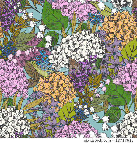 Hand drawn floral pattern Hand drawn floral pattern 18717613