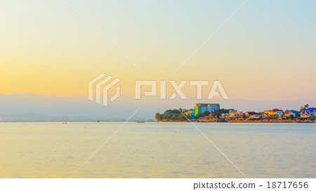 sunset at Phayao lake, Thailand 18717656