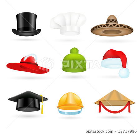 Set of 3d top hats different proffesions Set of 3d top hats different proffesions 18717980