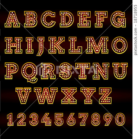 Light Bulb Fonts on black background, Vector 18718955
