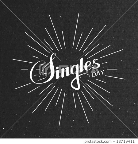 Singles Day Lettering Label With Light Rays Singles Day Lettering Label With Light Rays 18719411