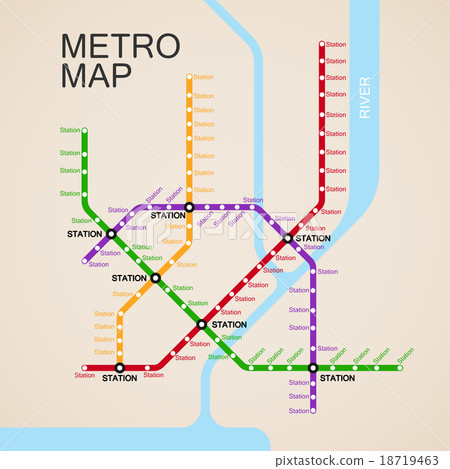 圖庫插圖: metro or subway map design