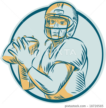 American Football QB Throwing Circle Etching 18720585