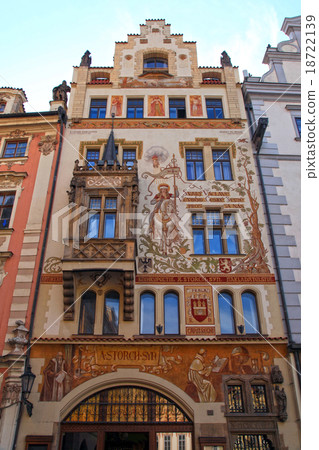 Historical building  with fresco , Prague 18722139