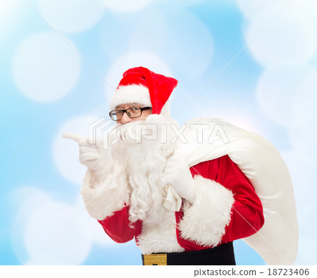 man in costume of santa claus with bag man in costume of santa claus with bag 18723406