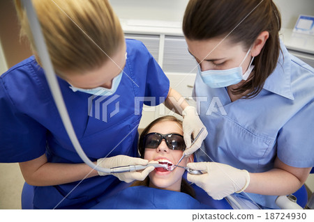 female dentists treating patient girl teeth female dentists treating patient girl teeth 18724930