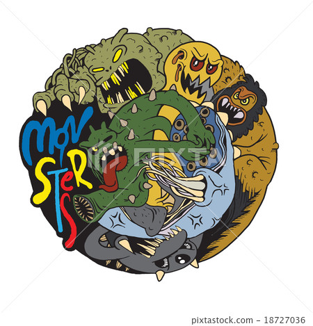 Vector illustration of Monster fight ,Flat design Vector illustration of Monster fight ,Flat design 18727036