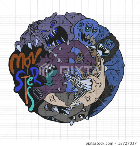 Vector illustration of Monster fight ,Flat design Vector illustration of Monster fight ,Flat design 18727037