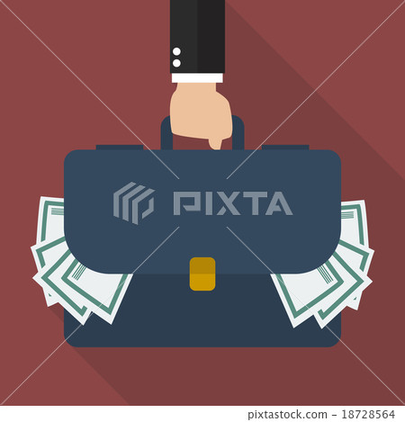 Businessman hand holding briefcase full of money Businessman hand holding briefcase full of money 18728564