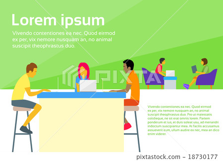 Coworking Center People Sitting Desk Working Coworking Center People Sitting Desk Working 18730177
