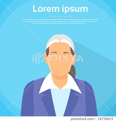 Senior Woman Profile Icon Portrait Flat Vector  18730625